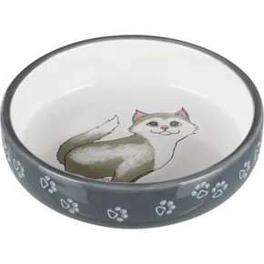 Keramiknapf für Katzen mit kurzer Nase 0,3l/15cm grau/weiß